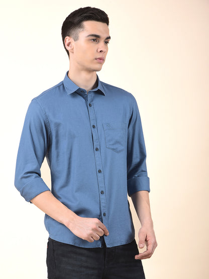 Casual Shirt for Men | Breathable & Soft with Color Fastness Slim Cotton Blend Fabric Self Design Pattern