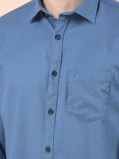 Casual Shirt for Men | Breathable & Soft with Color Fastness Slim Cotton Blend Fabric Self Design Pattern