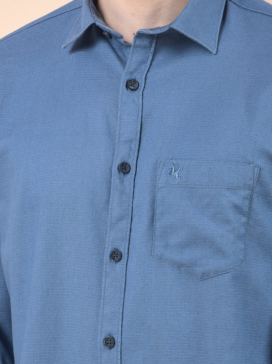 Casual Shirt for Men | Breathable & Soft with Color Fastness Slim Cotton Blend Fabric Self Design Pattern