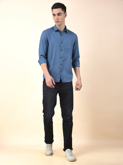 Casual Shirt for Men | Breathable & Soft with Color Fastness Slim Cotton Blend Fabric Self Design Pattern