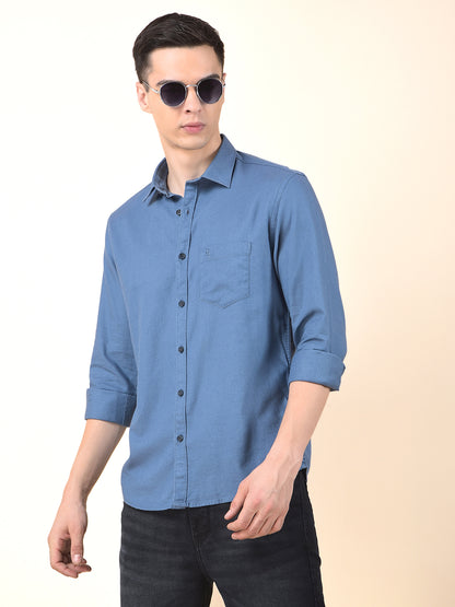 Casual Shirt for Men | Breathable & Soft with Color Fastness Slim Cotton Blend Fabric Self Design Pattern