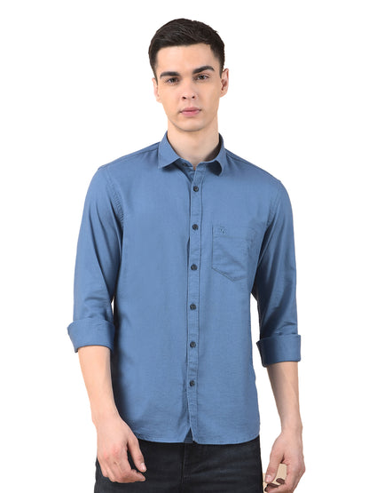 Casual Shirt for Men | Breathable & Soft with Color Fastness Slim Cotton Blend Fabric Self Design Pattern
