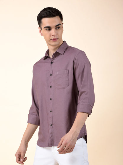 Casual Shirt for Men | Breathable & Soft with Color Fastness Slim Cotton Blend Fabric Solid Pattern