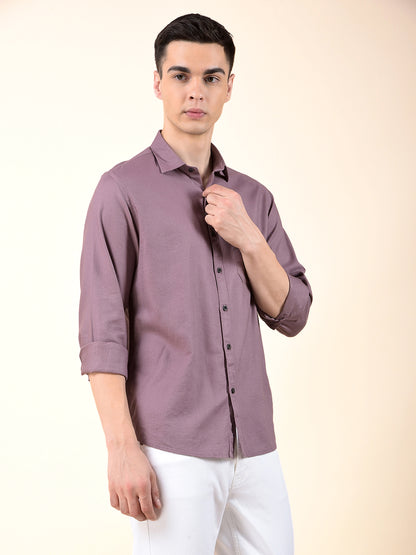 Casual Shirt for Men | Breathable & Soft with Color Fastness Slim Cotton Blend Fabric Solid Pattern