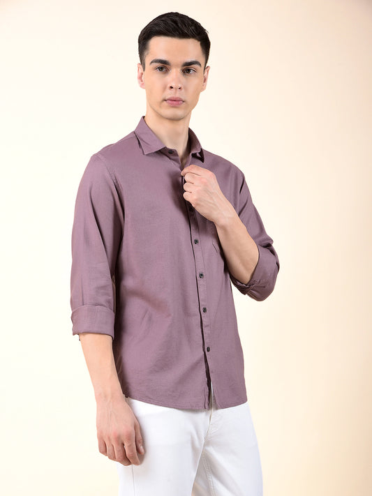 Casual Shirt for Men | Breathable & Soft with Color Fastness Slim Cotton Blend Fabric Solid Pattern