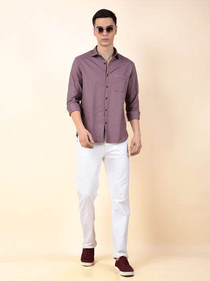 Casual Shirt for Men | Breathable & Soft with Color Fastness Slim Cotton Blend Fabric Solid Pattern