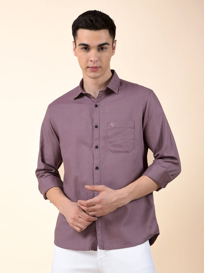 Casual Shirt for Men | Breathable & Soft with Color Fastness Slim Cotton Blend Fabric Solid Pattern