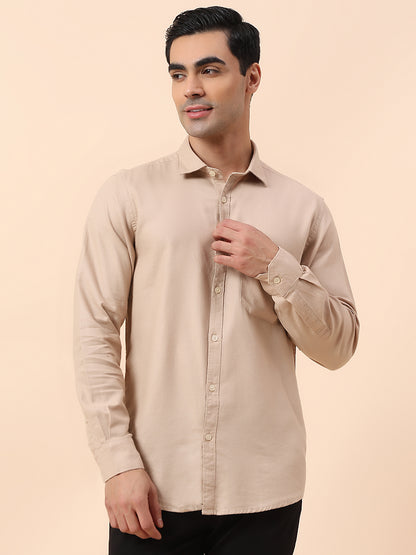 Casual Shirt for Men | Breathable & Soft with Color Fastness Slim Fit Spread Collar Cotton Blend Fabric Self Design Pattern