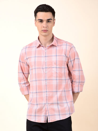Casual Shirt for Men | Breathable & Soft with Color Fastness Slim Cotton Fabric Check Pattern