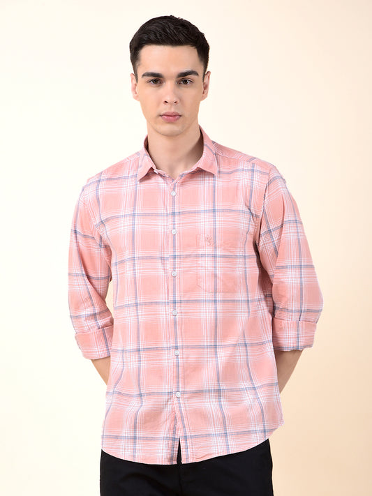 Casual Shirt for Men | Breathable & Soft with Color Fastness Slim Cotton Fabric Check Pattern