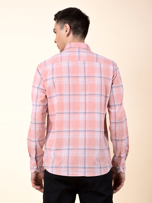 Casual Shirt for Men | Breathable & Soft with Color Fastness Slim Cotton Fabric Check Pattern