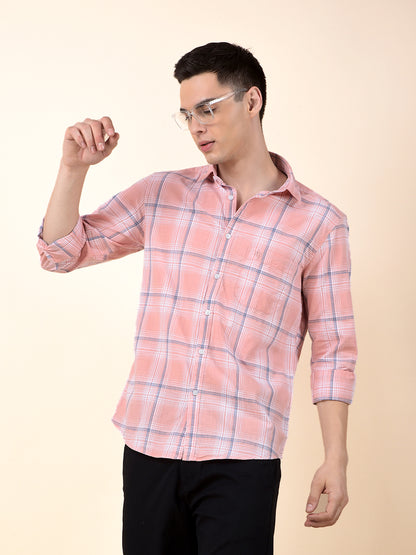 Casual Shirt for Men | Breathable & Soft with Color Fastness Slim Cotton Fabric Check Pattern