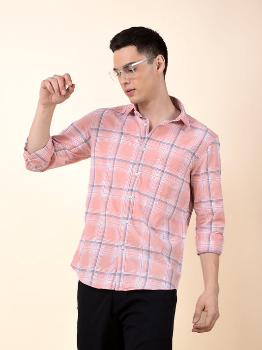 Casual Shirt for Men | Breathable & Soft with Color Fastness Slim Cotton Fabric Check Pattern