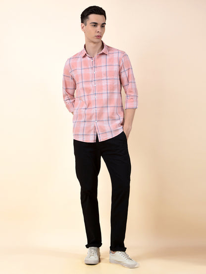 Casual Shirt for Men | Breathable & Soft with Color Fastness Slim Cotton Fabric Check Pattern