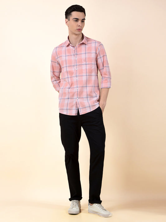 Casual Shirt for Men | Breathable & Soft with Color Fastness Slim Cotton Fabric Check Pattern