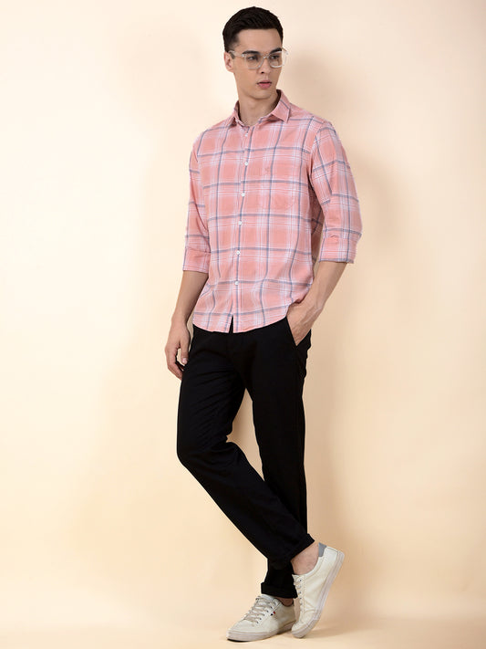 Casual Shirt for Men | Breathable & Soft with Color Fastness Slim Cotton Fabric Check Pattern