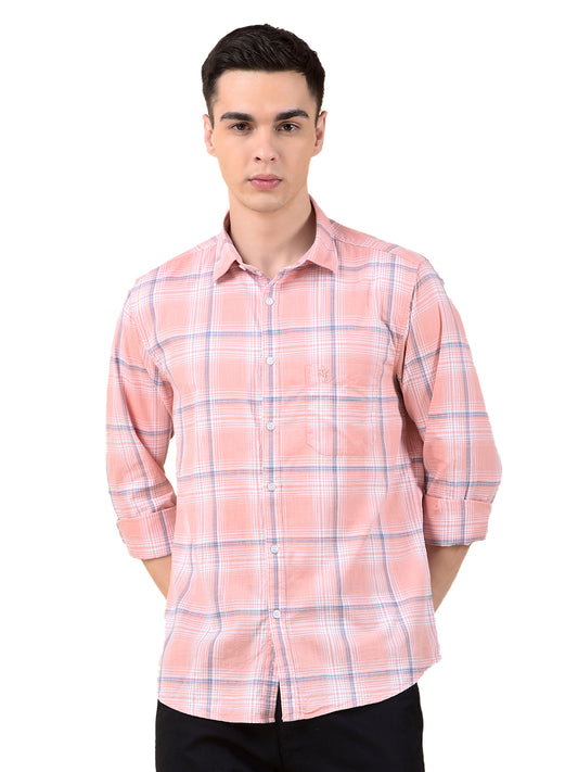 Casual Shirt for Men | Breathable & Soft with Color Fastness Slim Cotton Fabric Check Pattern