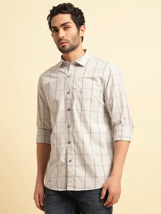Casual Shirt for Men | Breathable & Soft with Color Fastness Regular Fit Spread Collar Neck Cotton Fabric Checkered Pattern