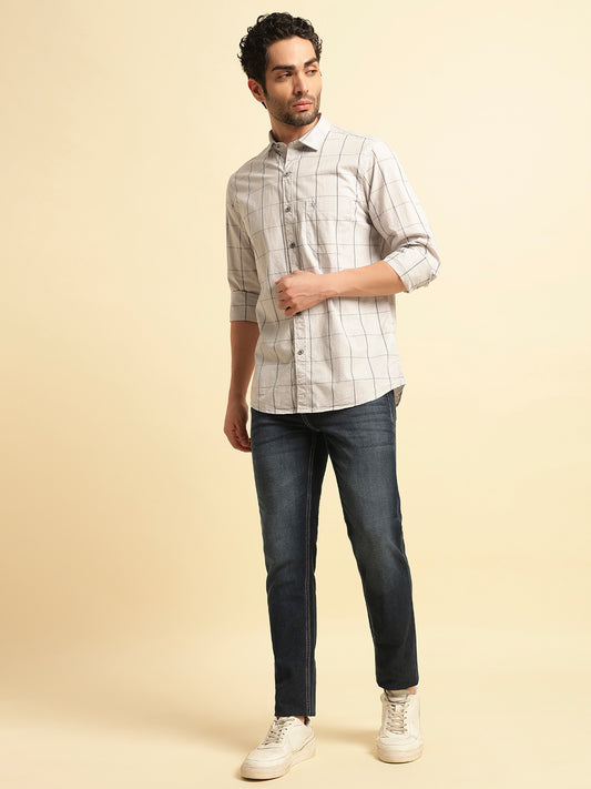 Casual Shirt for Men | Breathable & Soft with Color Fastness Regular Fit Spread Collar Neck Cotton Fabric Checkered Pattern