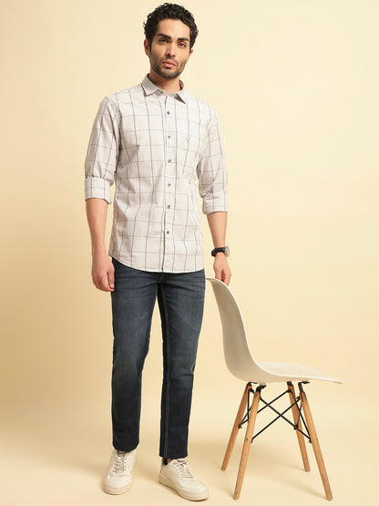 Casual Shirt for Men | Breathable & Soft with Color Fastness Regular Fit Spread Collar Neck Cotton Fabric Checkered Pattern