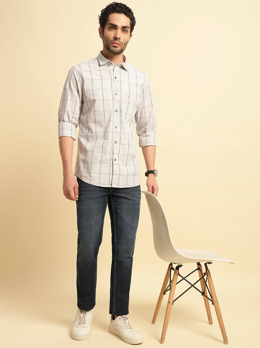 Casual Shirt for Men | Breathable & Soft with Color Fastness Regular Fit Spread Collar Neck Cotton Fabric Checkered Pattern
