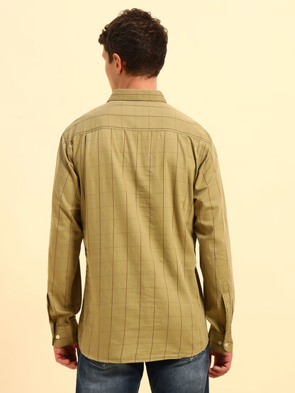Casual Shirt for Men | Breathable & Soft with Color Fastness Regular Fit Spread Collar Neck Cotton Fabric Checkered Pattern
