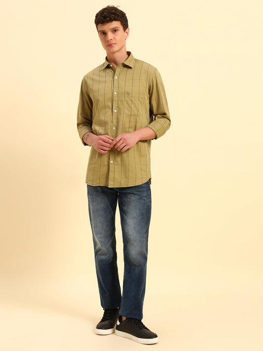 Casual Shirt for Men | Breathable & Soft with Color Fastness Regular Fit Spread Collar Neck Cotton Fabric Checkered Pattern