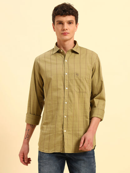 Casual Shirt for Men | Breathable & Soft with Color Fastness Regular Fit Spread Collar Neck Cotton Fabric Checkered Pattern