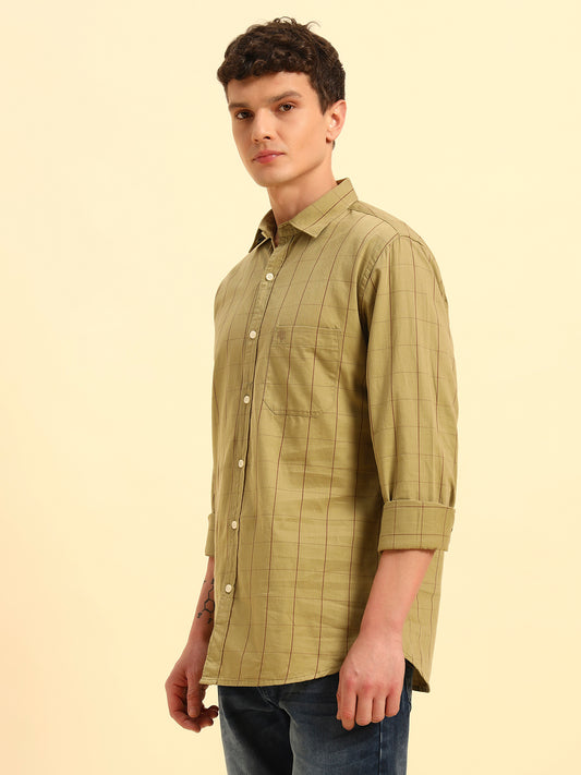 Casual Shirt for Men | Breathable & Soft with Color Fastness Regular Fit Spread Collar Neck Cotton Fabric Checkered Pattern