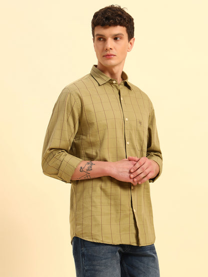 Casual Shirt for Men | Breathable & Soft with Color Fastness Regular Fit Spread Collar Neck Cotton Fabric Checkered Pattern