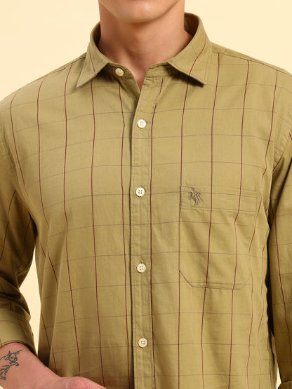 Casual Shirt for Men | Breathable & Soft with Color Fastness Regular Fit Spread Collar Neck Cotton Fabric Checkered Pattern