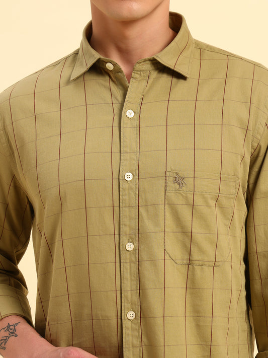 Casual Shirt for Men | Breathable & Soft with Color Fastness Regular Fit Spread Collar Neck Cotton Fabric Checkered Pattern