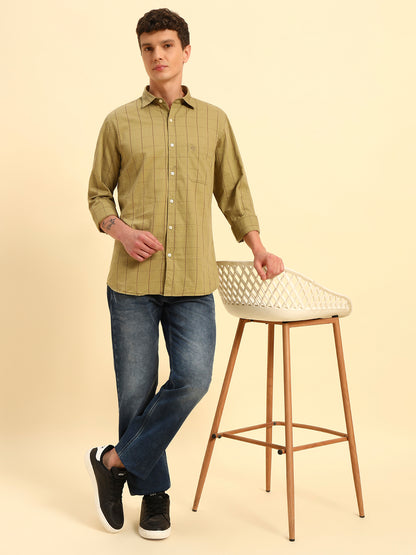 Casual Shirt for Men | Breathable & Soft with Color Fastness Regular Fit Spread Collar Neck Cotton Fabric Checkered Pattern
