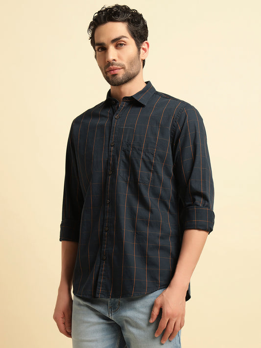 Casual Shirt for Men | Breathable & Soft with Color Fastness Regular Fit Spread Collar Neck Cotton Fabric Checkered Pattern
