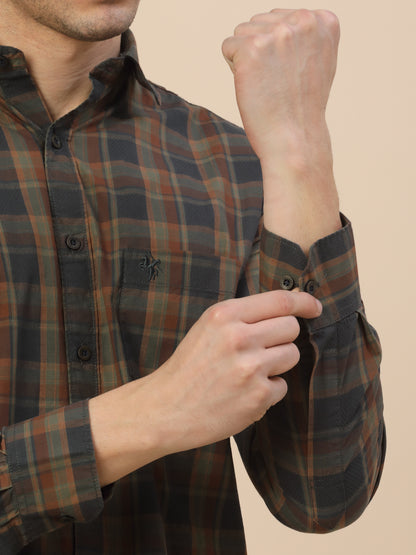 Casual Shirt for Men | Breathable & Soft with Color Fastness Regular Fit Spread Collar Neck Cotton Fabric Check Pattern