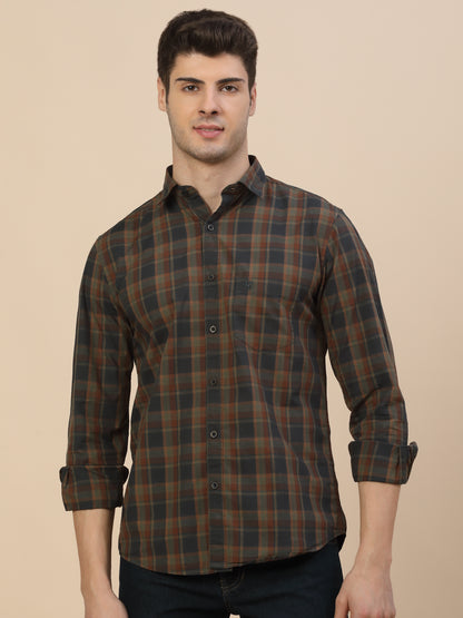 Casual Shirt for Men | Breathable & Soft with Color Fastness Regular Fit Spread Collar Neck Cotton Fabric Check Pattern