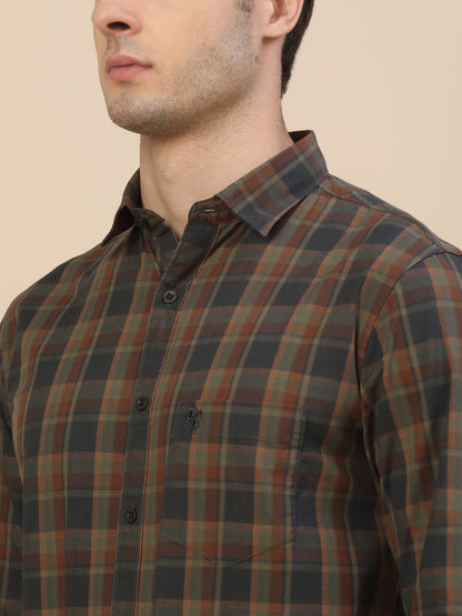 Casual Shirt for Men | Breathable & Soft with Color Fastness Regular Fit Spread Collar Neck Cotton Fabric Check Pattern