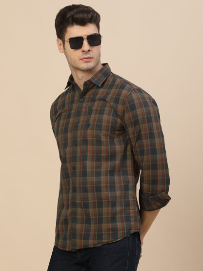 Casual Shirt for Men | Breathable & Soft with Color Fastness Regular Fit Spread Collar Neck Cotton Fabric Check Pattern