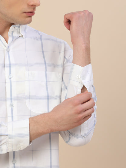 Casual Shirt for Men | Breathable & Soft with Color Fastness Regular Fit Spread Collar Neck Cotton Fabric Check Pattern