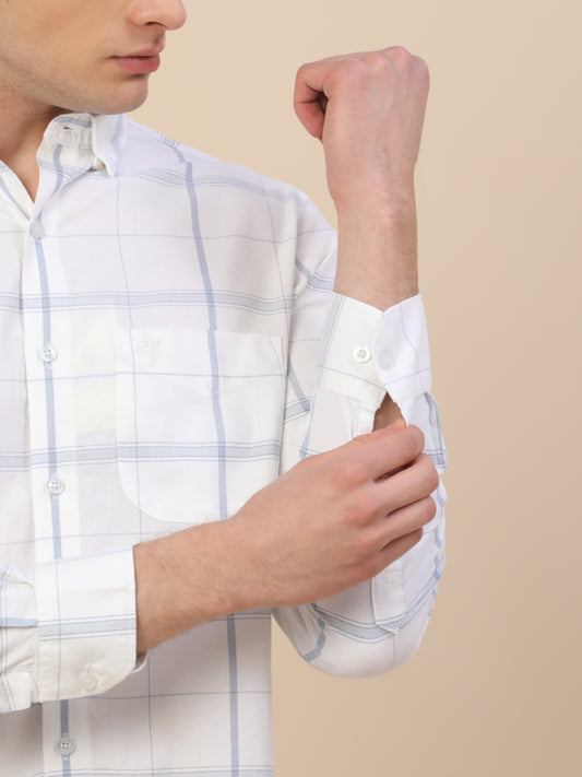 Casual Shirt for Men | Breathable & Soft with Color Fastness Regular Fit Spread Collar Neck Cotton Fabric Check Pattern