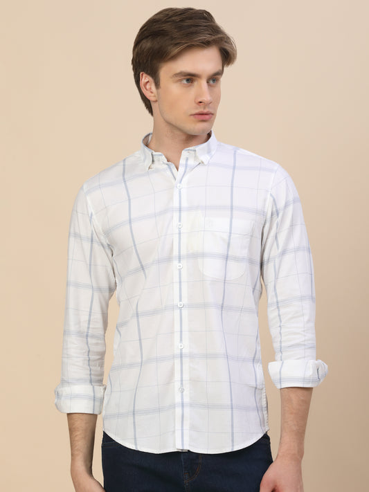 Casual Shirt for Men | Breathable & Soft with Color Fastness Regular Fit Spread Collar Neck Cotton Fabric Check Pattern
