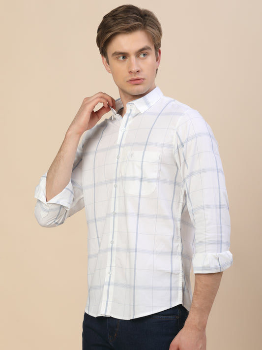 Casual Shirt for Men | Breathable & Soft with Color Fastness Regular Fit Spread Collar Neck Cotton Fabric Check Pattern