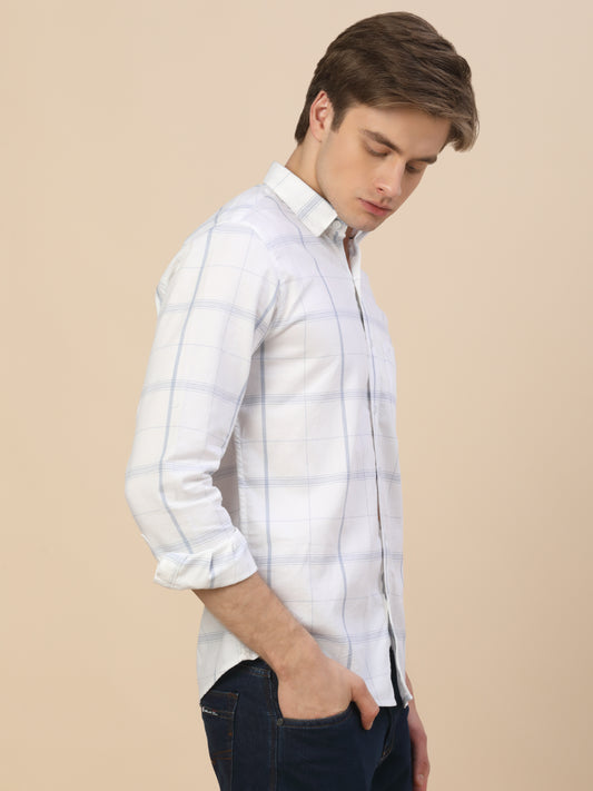 Casual Shirt for Men | Breathable & Soft with Color Fastness Regular Fit Spread Collar Neck Cotton Fabric Check Pattern