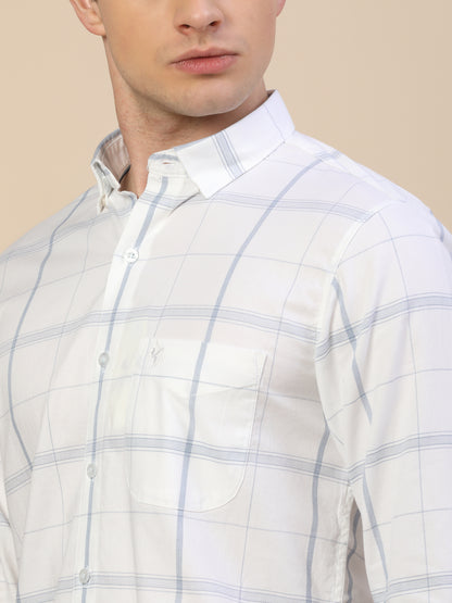 Casual Shirt for Men | Breathable & Soft with Color Fastness Regular Fit Spread Collar Neck Cotton Fabric Check Pattern