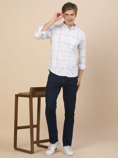 Casual Shirt for Men | Breathable & Soft with Color Fastness Regular Fit Spread Collar Neck Cotton Fabric Check Pattern