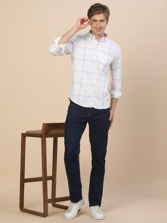 Casual Shirt for Men | Breathable & Soft with Color Fastness Regular Fit Spread Collar Neck Cotton Fabric Check Pattern