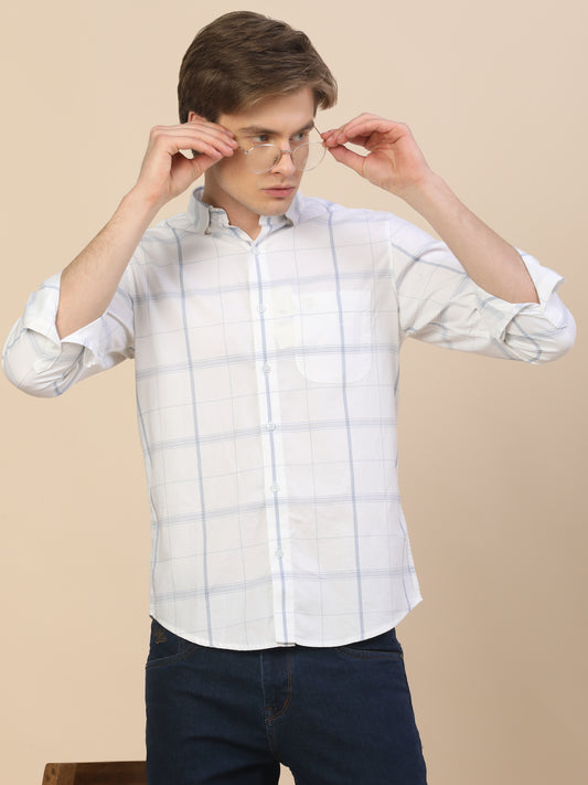Casual Shirt for Men | Breathable & Soft with Color Fastness Regular Fit Spread Collar Neck Cotton Fabric Check Pattern