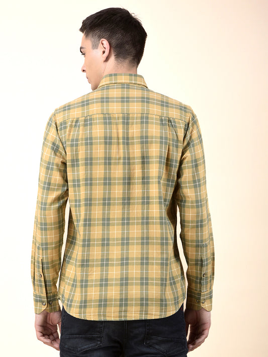 Casual Shirt for Men | Breathable & Soft with Color Fastness Slim Cotton Fabric Check Pattern