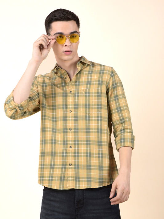 Casual Shirt for Men | Breathable & Soft with Color Fastness Slim Cotton Fabric Check Pattern