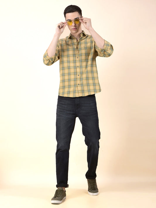 Casual Shirt for Men | Breathable & Soft with Color Fastness Slim Cotton Fabric Check Pattern